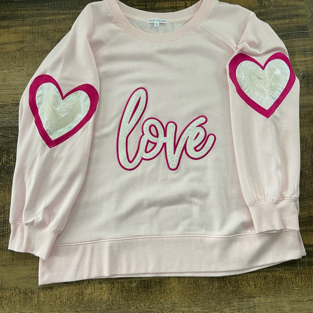 Valentine Love Sweatshirt with Heart Accents